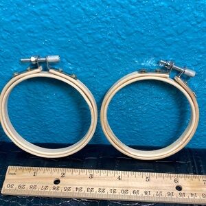 2 Wooden Embroidery Hoops 3” each